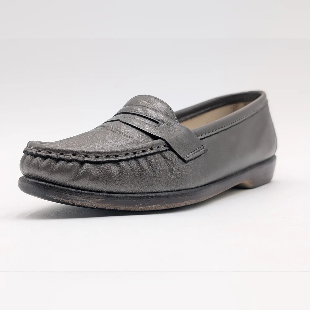 SAS Tripad Comfort Women's Sz 6M Charcoal Leather Loafers Tripad System Insoles - Picture 8 of 17